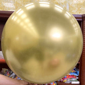 36" Jumbo Round Metallic Chrome Gold Latex Party Balloon