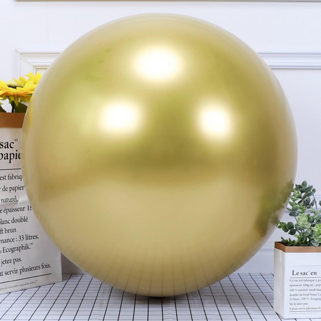 36" Jumbo Round Metallic Chrome gold Latex Party Balloon