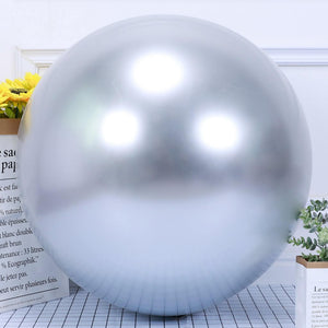 36-inch Jumbo Round Metallic Chrome Silver Latex Balloon