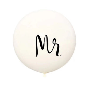 36" Jumbo Mr & Mrs Round White Wedding Bridal Shower Balloons (Pack of 2) - Online Party Supplies