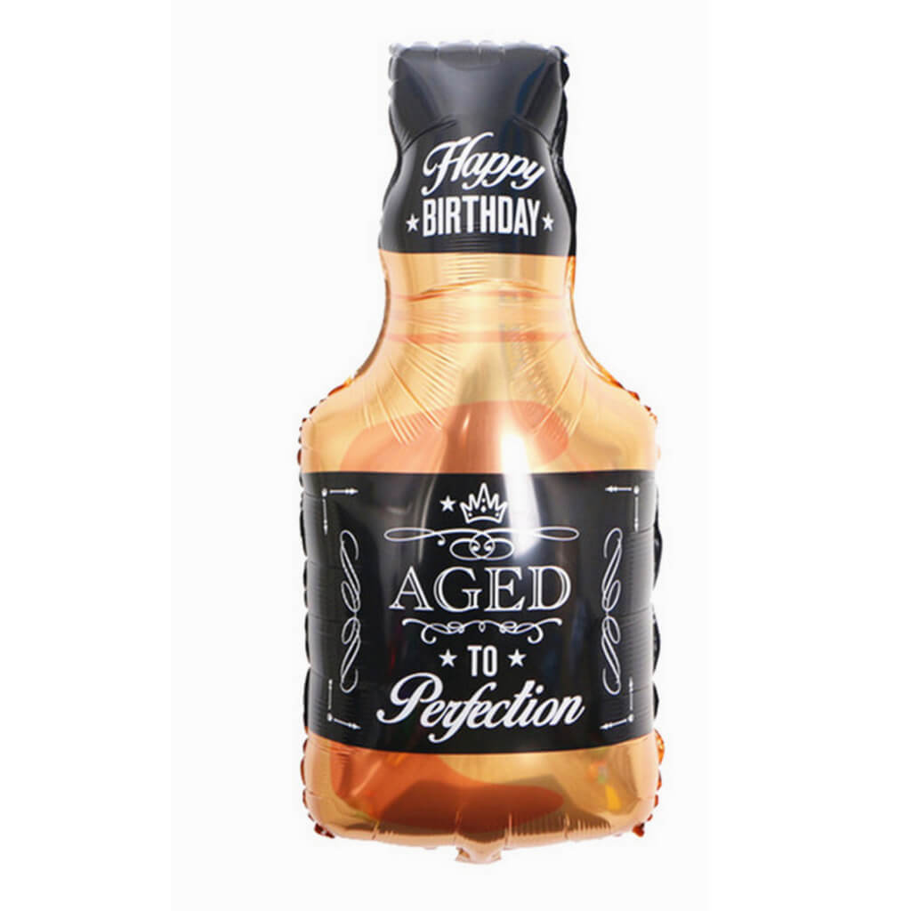 37" Jumbo 'Aged to Perfection' Whisky Bottle Shaped Helium Happy Birthday Foil Balloon 40s 50s 60s birthday