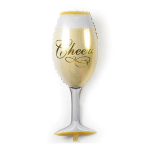 39inch Champagne Bottle & Wine Glass Super Shape Helium Foil Balloon Set - Online Party Supplies