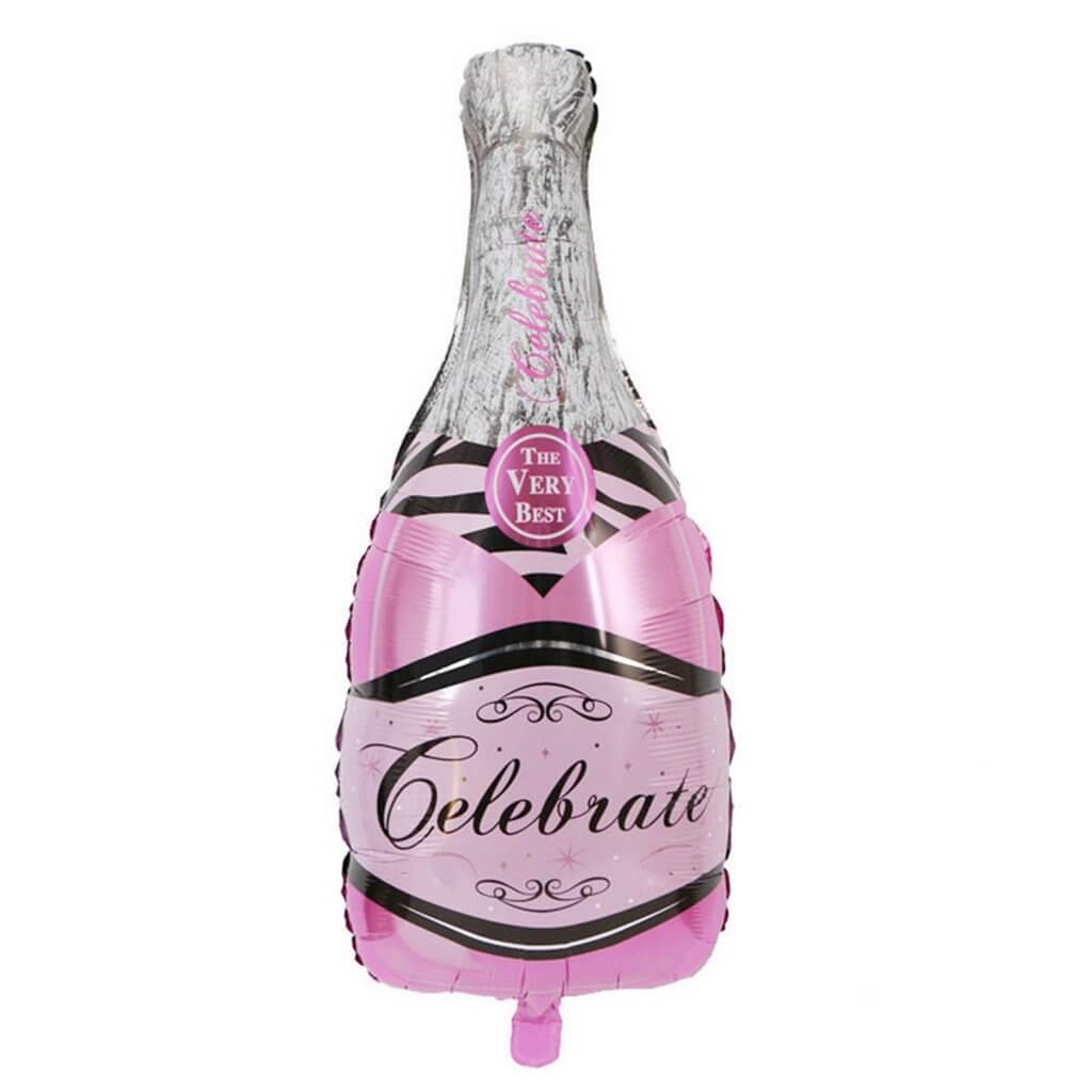 40" Online Party Supplies Jumbo Pink Celebrate Champagne Bottle Shaped Foil Balloon
