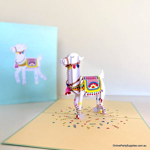 Handmade Baby Llama Pop Up Greeting Card - 3D Animal Pop Out Cards