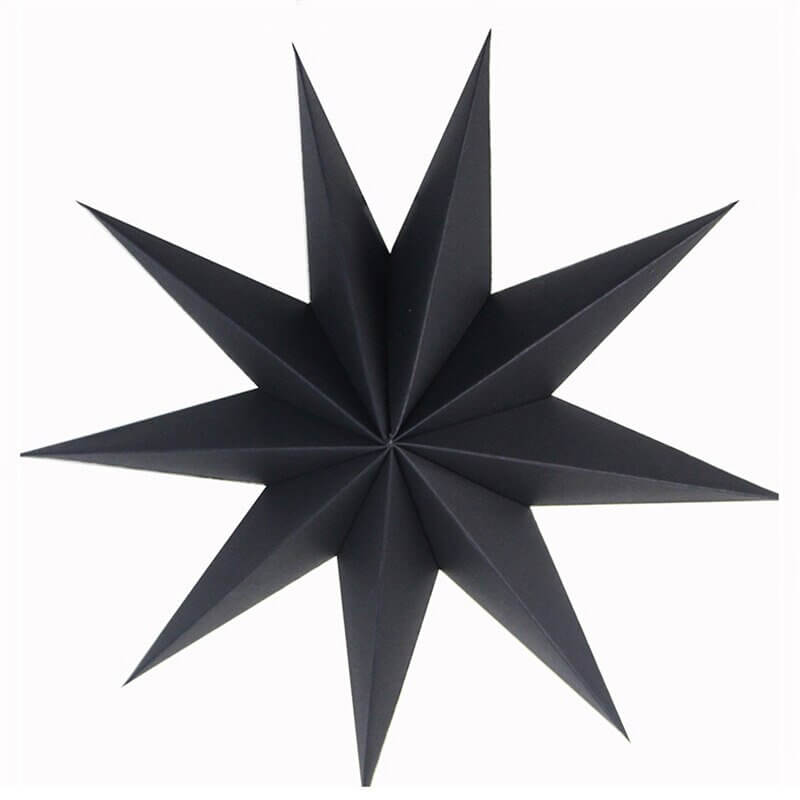3D 30cm Black Folded Paper Nine-pointed Star Lantern Wall Hanging Decorative Ornament
