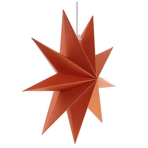 3D 30cm Orange Folded Paper Nine-pointed Star Lantern Wall Hanging Decorative Ornament