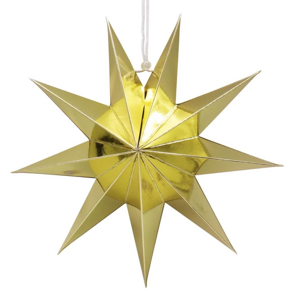 3D 30cm Nine-pointed Paper Star Lantern - Metallic Gold