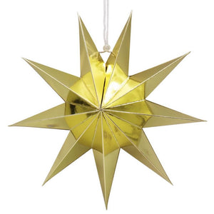 3D 30cm Nine-pointed Paper Star Lantern - Metallic Gold