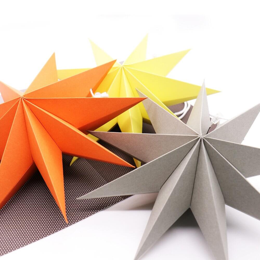 3D 30cm Orange Folded Paper Nine-pointed Star Lantern Wall Hanging Decorative Ornament