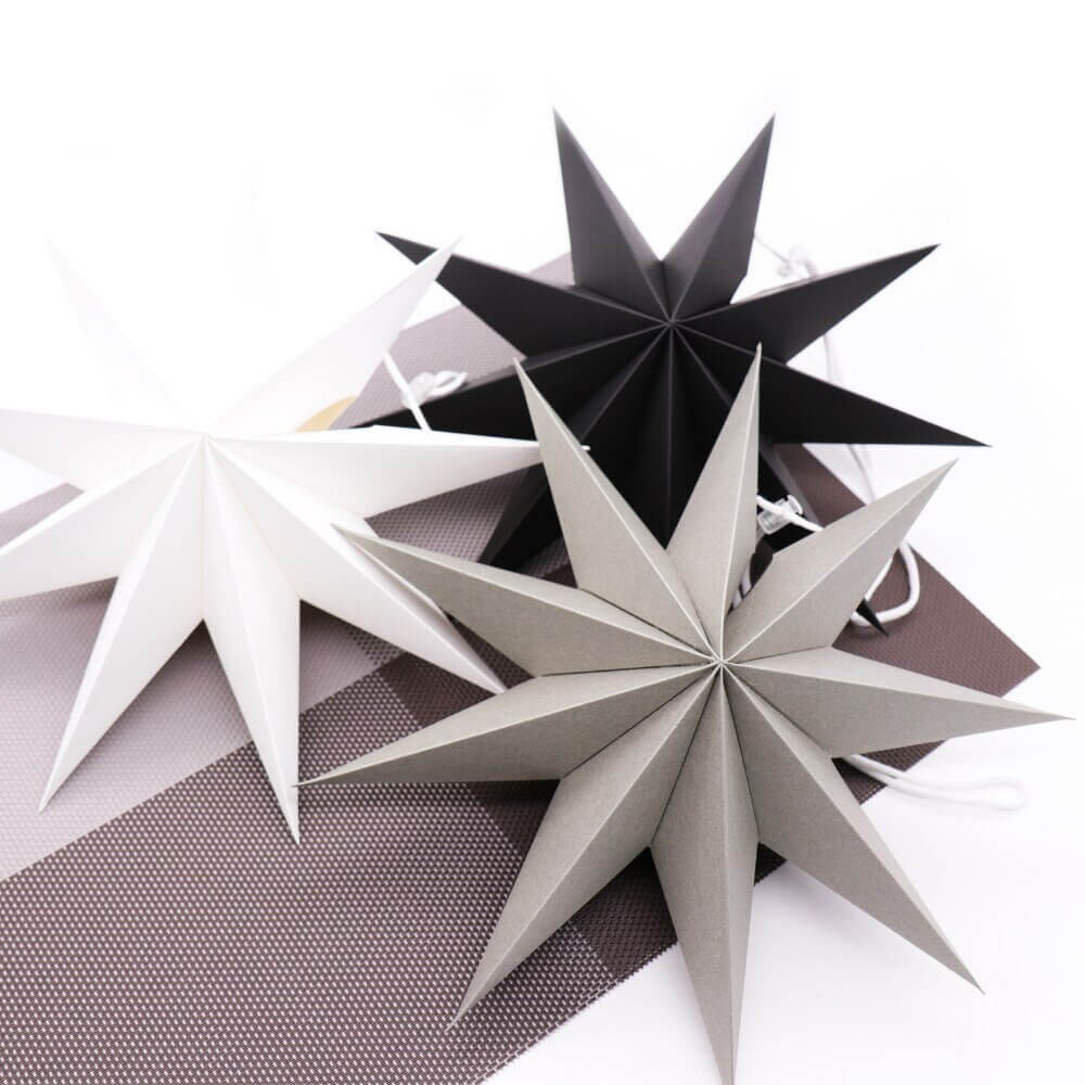 3D 30cm White Folded Paper Nine-pointed Star Lantern Wall Hanging Decorative Ornament