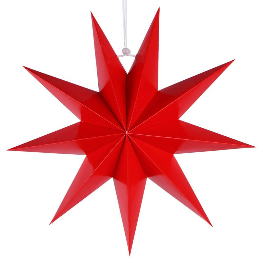 3D 30cm Nine-pointed Paper Star Lantern - Red