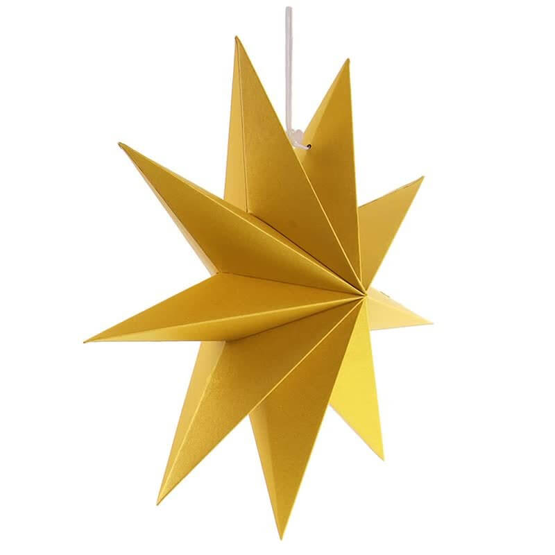 3D 30cm Nine-pointed Paper Star Lantern - Yellow