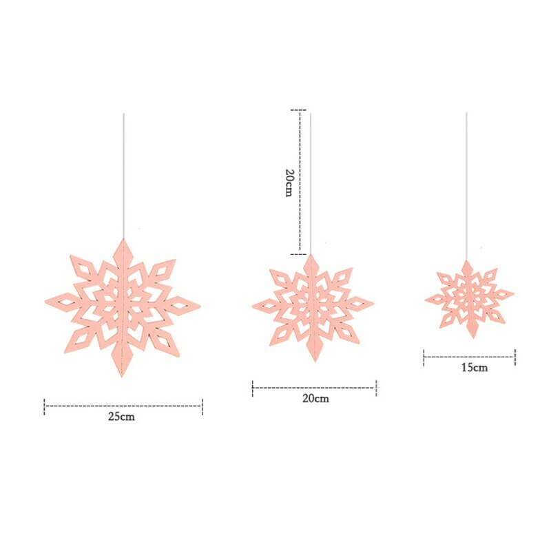Hanging 3D Pink Glitter Snowflakes for Christmas Tree or Ceiling Decor
