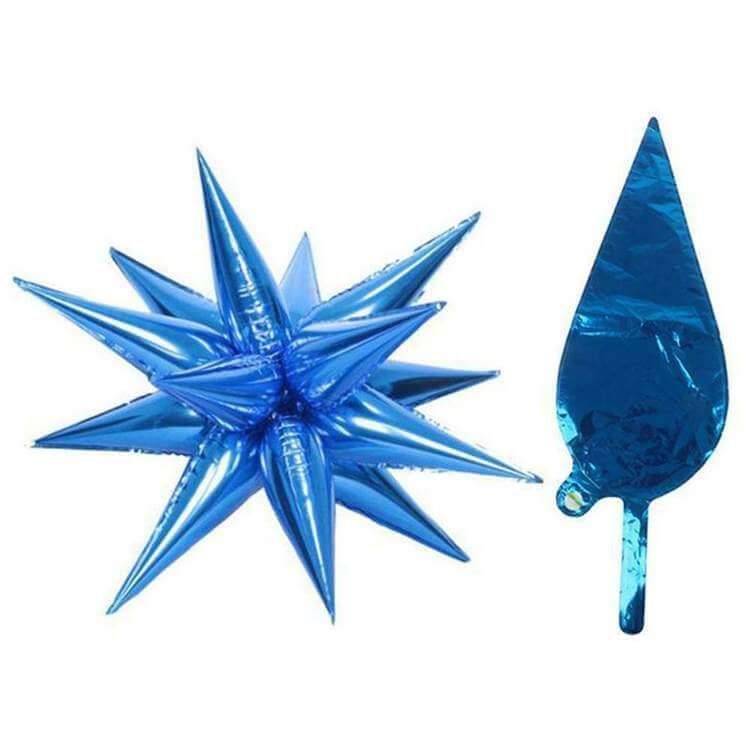 3D Burst Star Foil Balloon 12 Pack - Blue