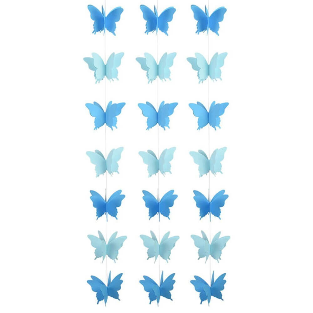 3D Blue Butterfly Paper Garland Decorative Hanging Decorations