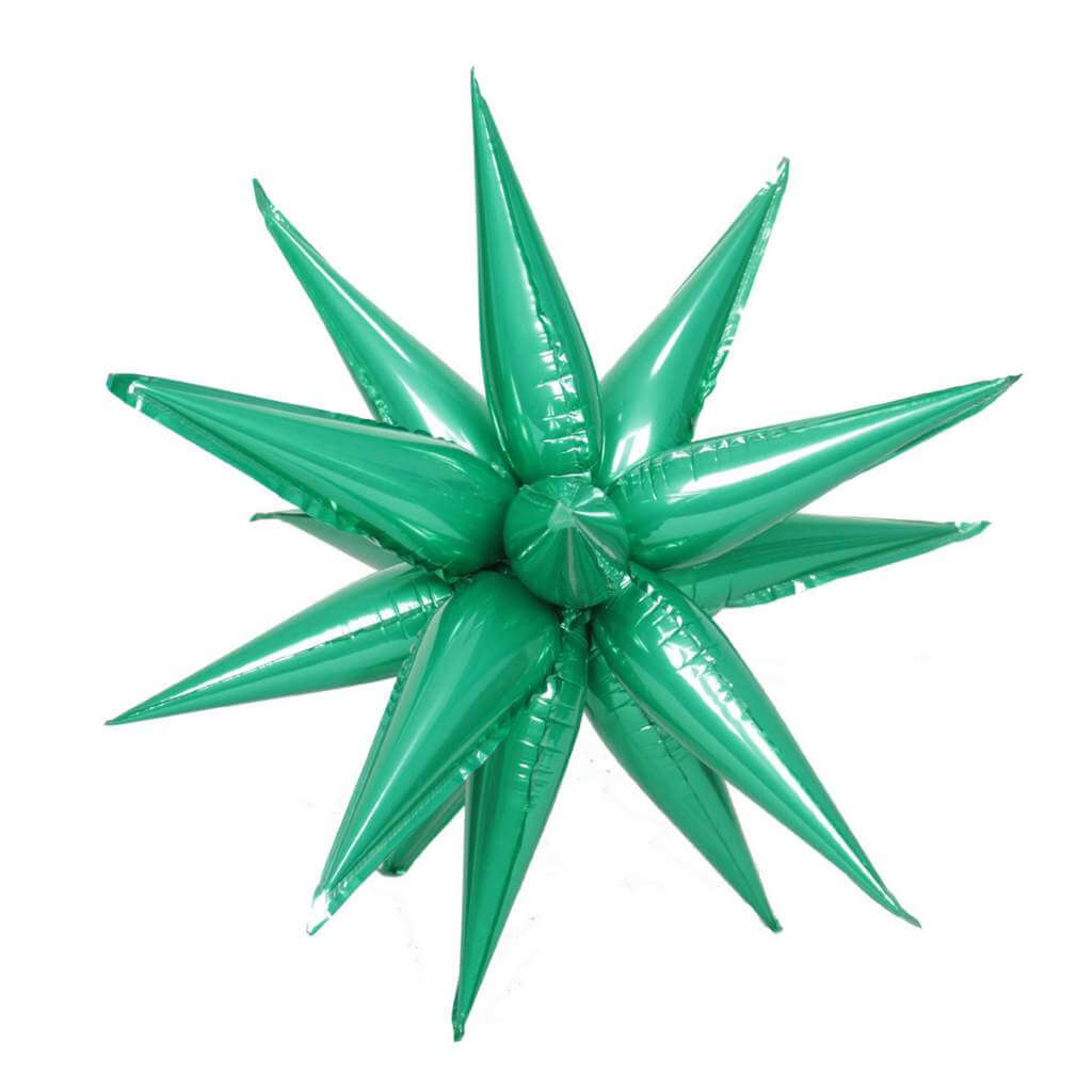 3D Burst Star Foil Balloon 12 Pack - Green