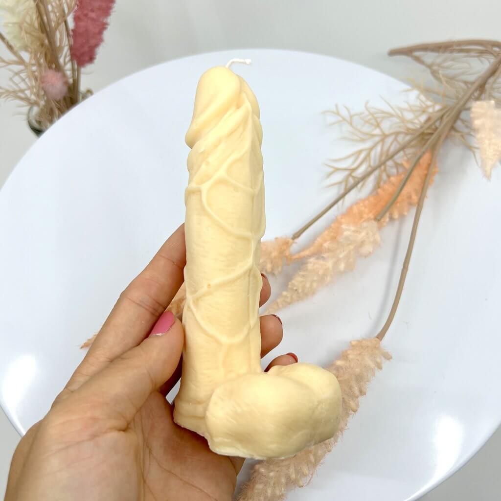 Handmade Natural Soy Wax 3D Sexy Ivory Penis Candle pic