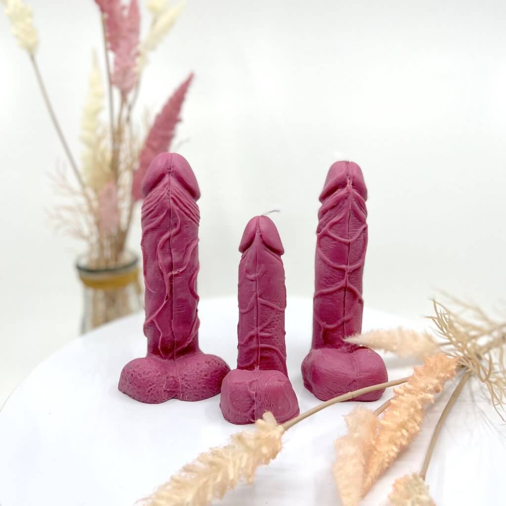 Premium Quality Handmade Natural Soy Wax Pink Lychee & Guava Scented Penis Candle - PEN.05