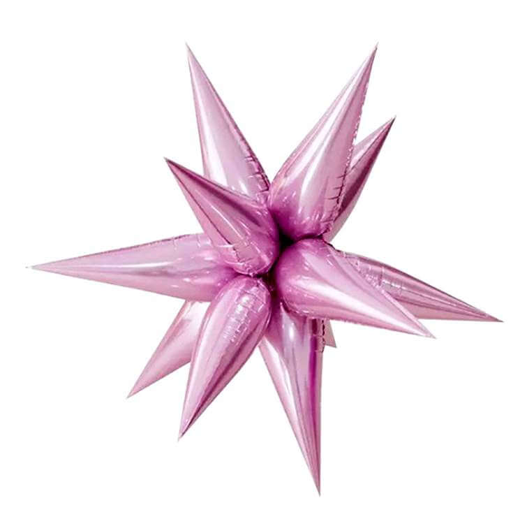 3D Burst Star Foil Balloon 12 Pack - Pink