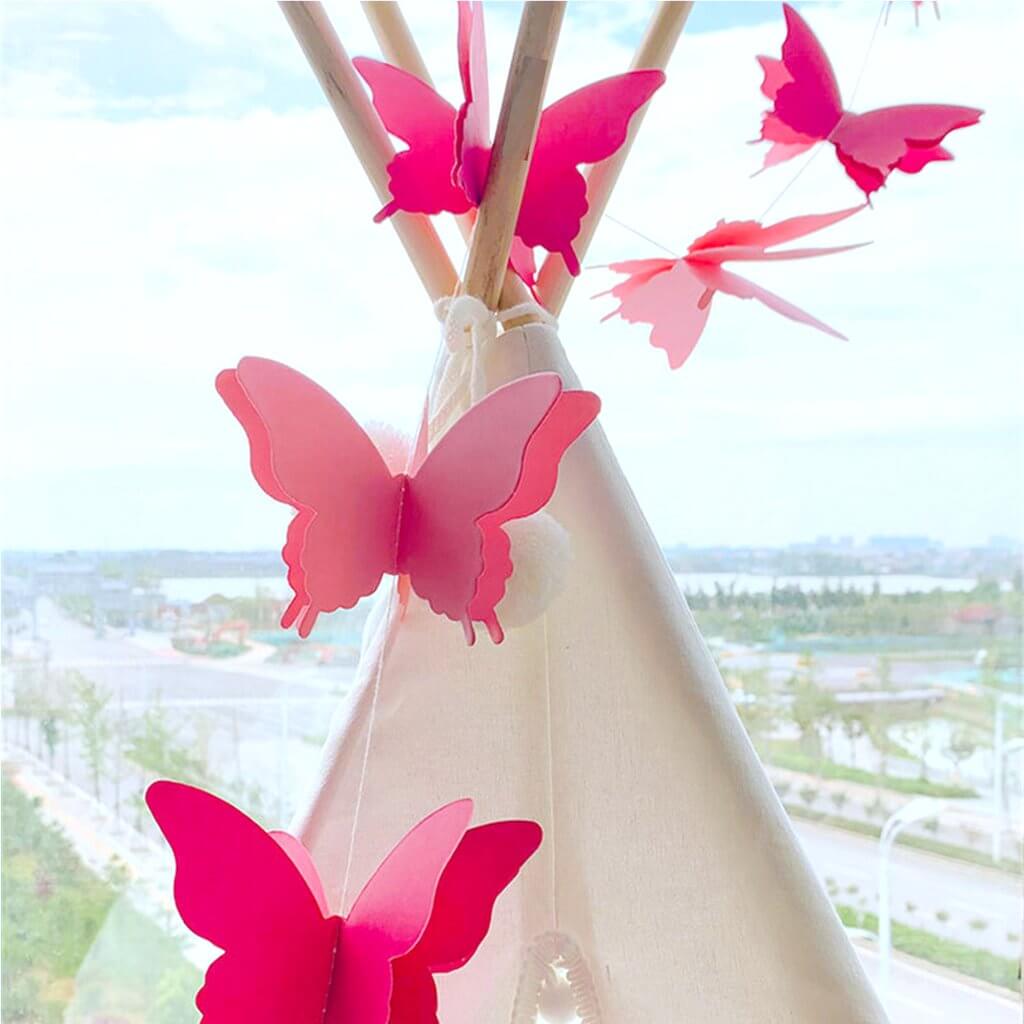 3m 3D Pink Butterfly Paper Garland - Butterfly Themed Party Decorations & Supplies