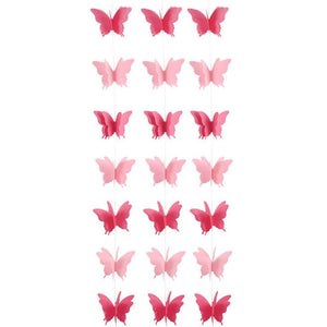 3m 3D Pink Butterfly Paper Garland - Butterfly Themed Party Decorations & Supplies