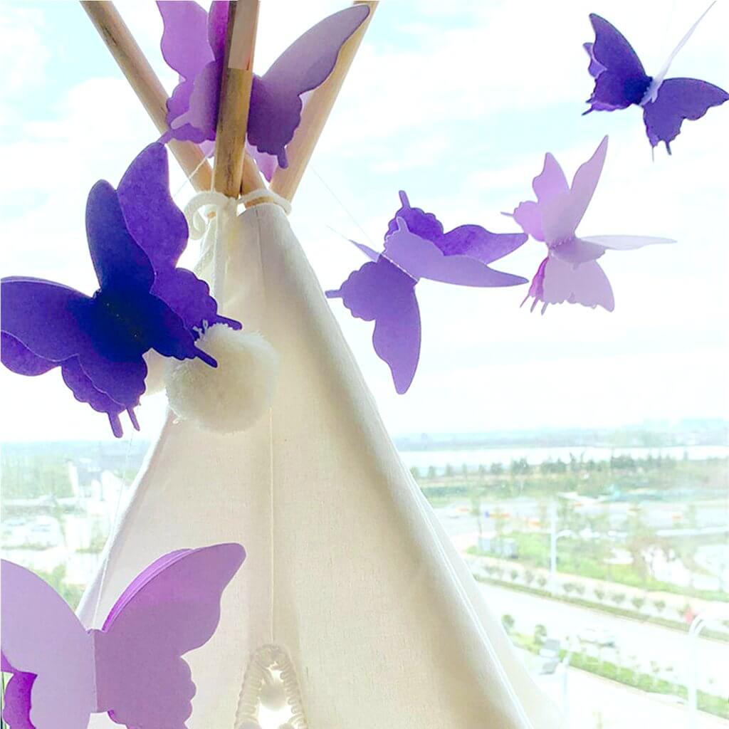 3m 3D Purple Butterfly Paper Garland - Butterfly Themed Party Decorations & Supplies