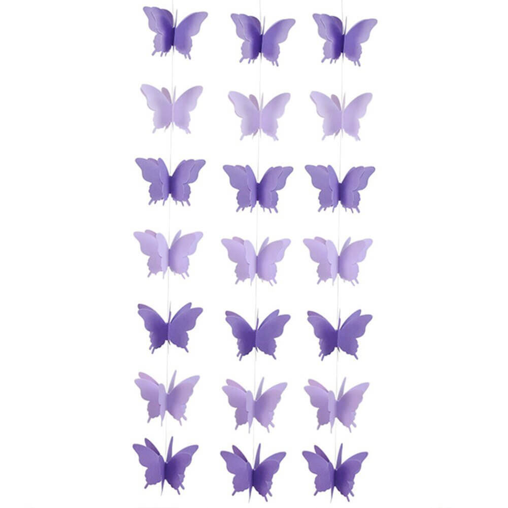 3m 3D Purple Butterfly Paper Garland - Butterfly Themed Party Decorations & Supplies