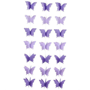 3m 3D Purple Butterfly Paper Garland - Butterfly Themed Party Decorations & Supplies