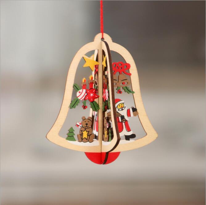 Online Party Supplies 3D Wooden Christmas Tree Hanging Ornaments -  Xmas bell