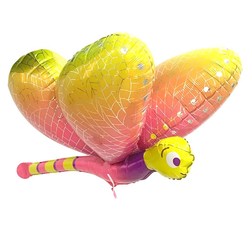 3D Yellow Pink Dragonfly Foil Balloon