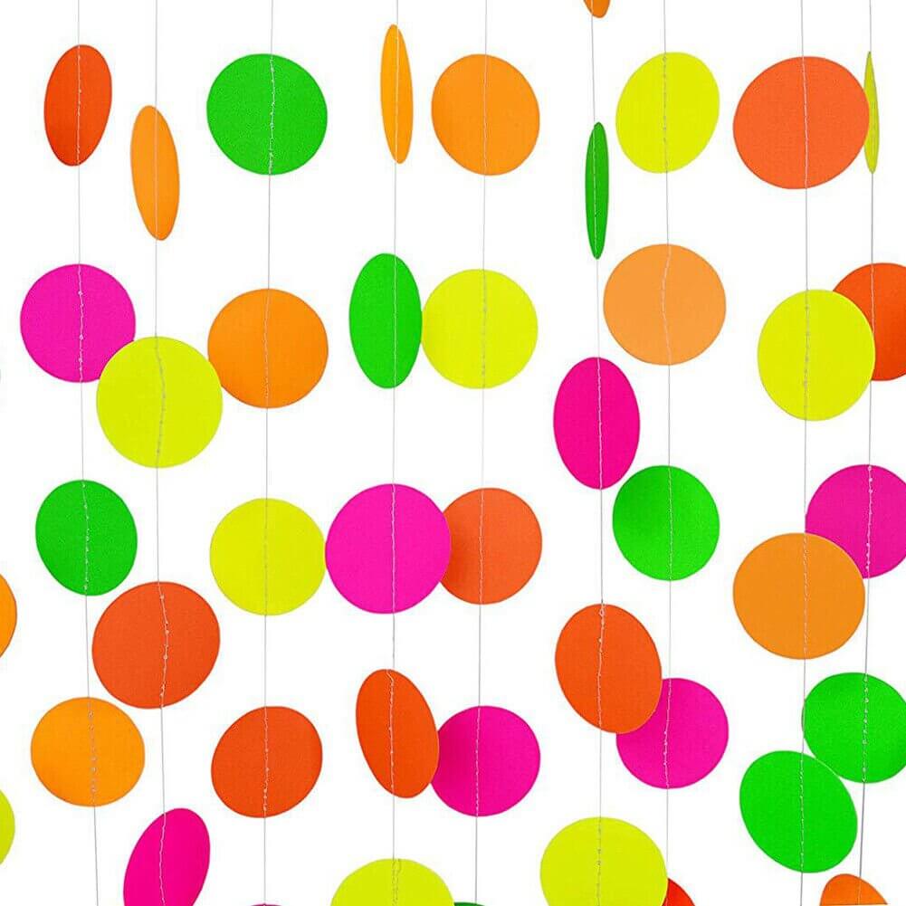 4.4m Neon UV Reactive Circular Cutout Paper Banner Bunting