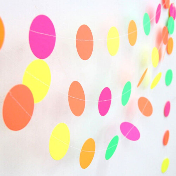 4.4m Neon UV Reactive Circle Paper Banner Bunting