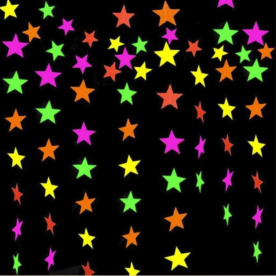 4.4m Neon UV Reactive Star Paper Banner Bunting