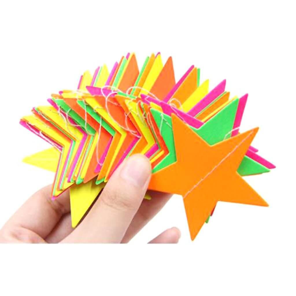 4.4m Neon UV Reactive Star Paper Banner Bunting