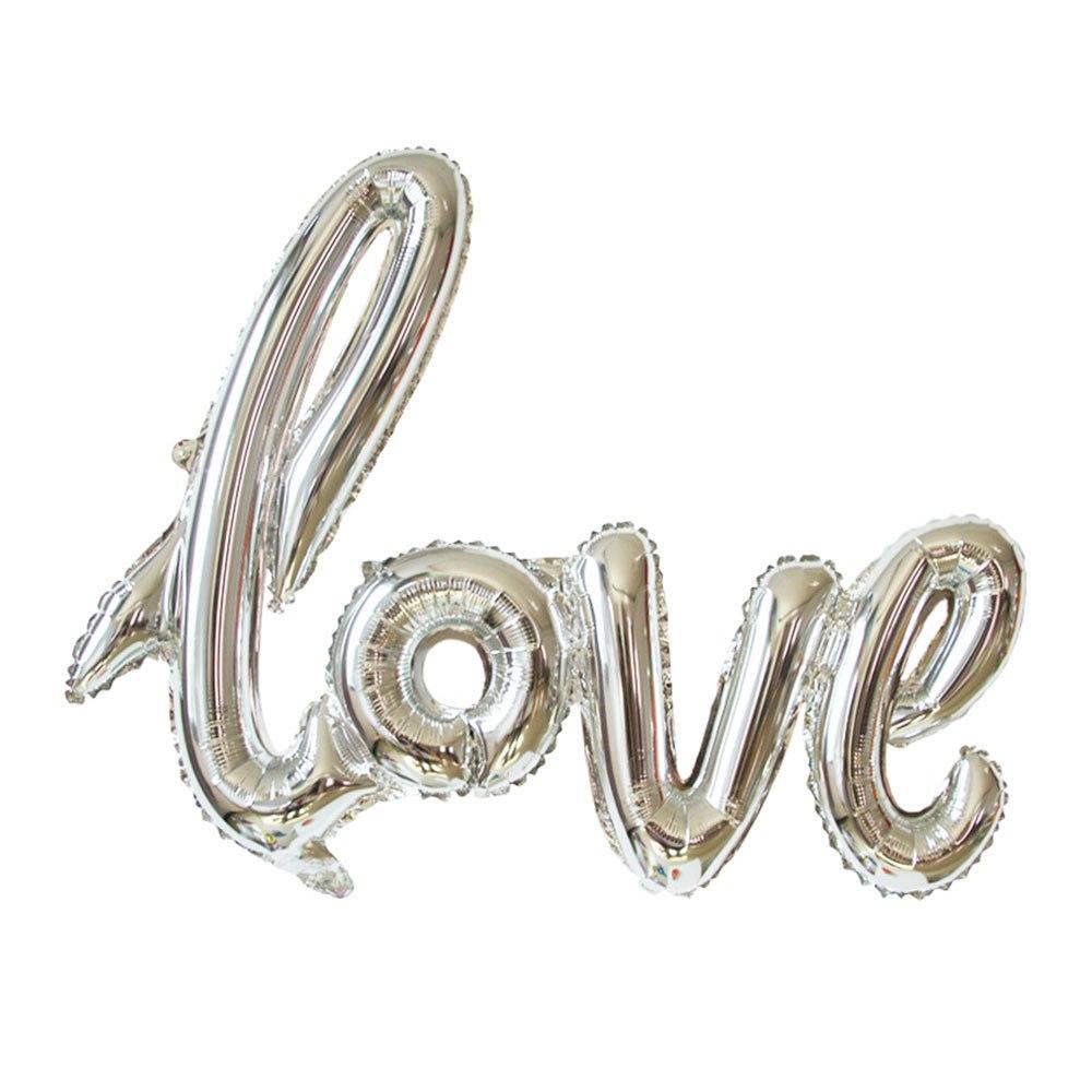 40 Inch Silver Love Script Foil Balloon - Online Party Supplies