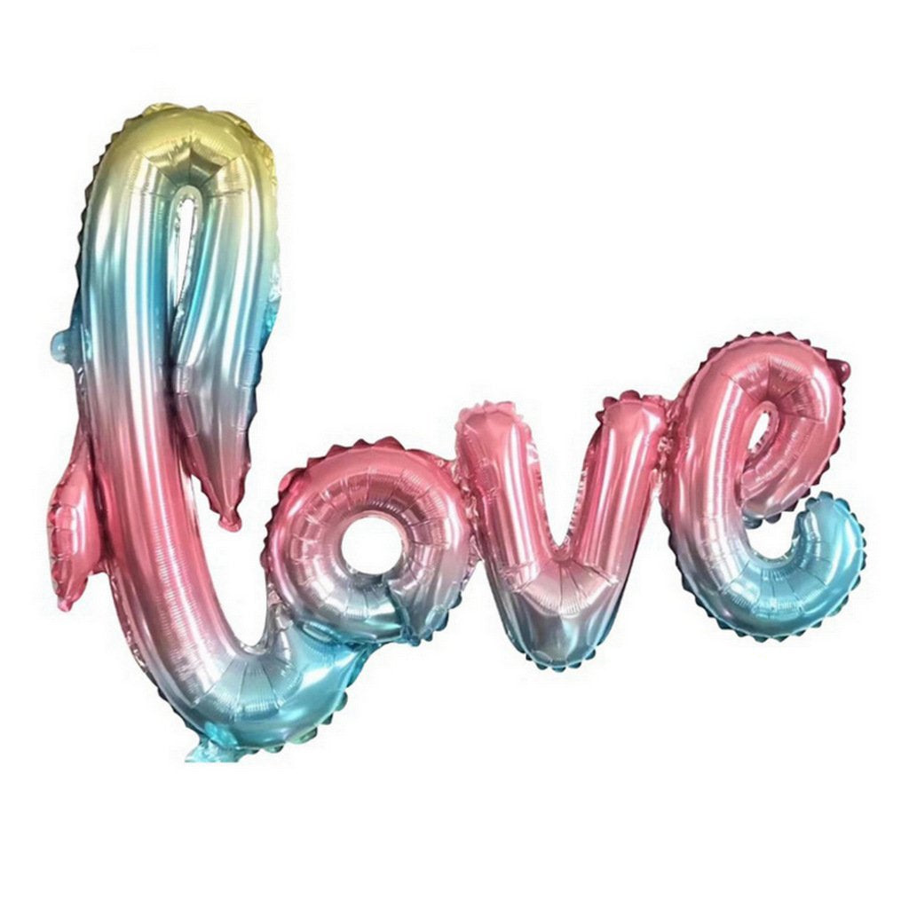 40" Pastel Iridescent Rainbow Love Script Foil Balloon - Online Party Supplies