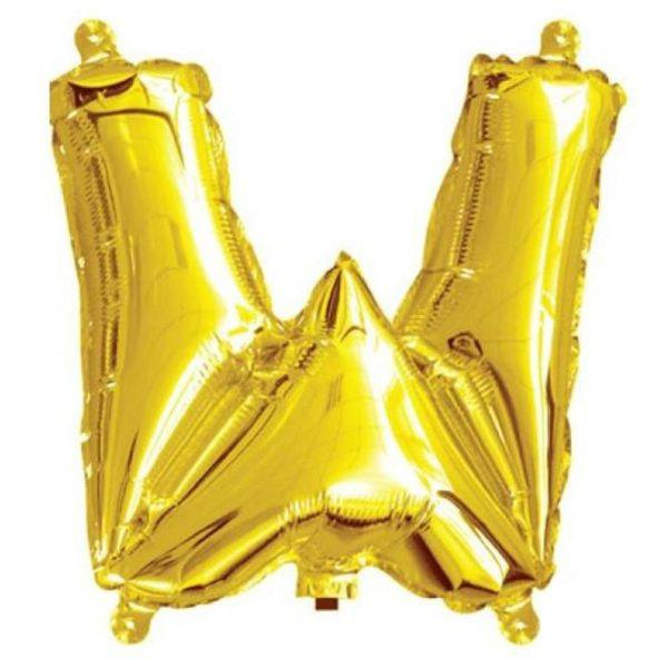 40cm Gold Alphabet Air-Filled Foil Balloon - Letter W - Online Party Supplies
