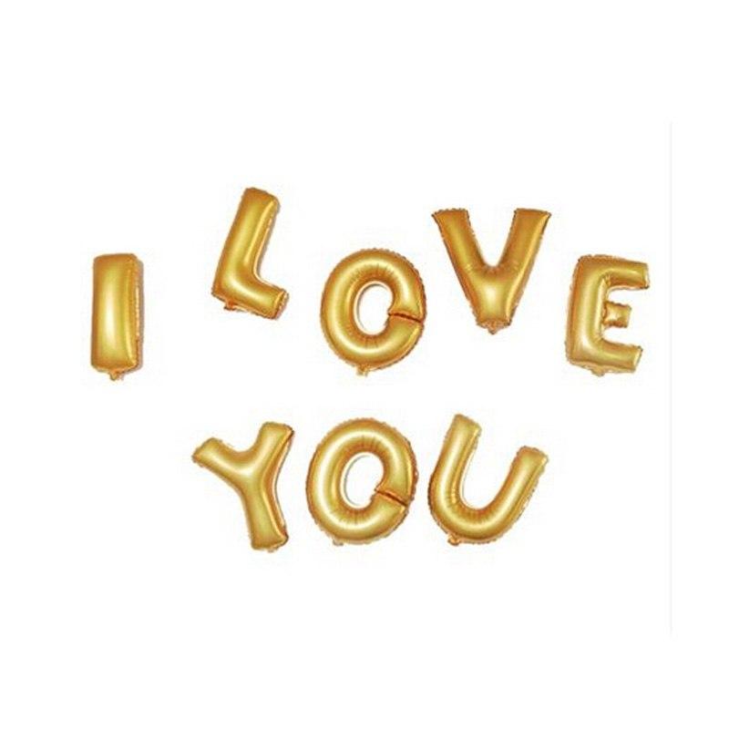 40cm Gold 'I LOVE YOU' Foil Balloon Banner - Online Party Supplies