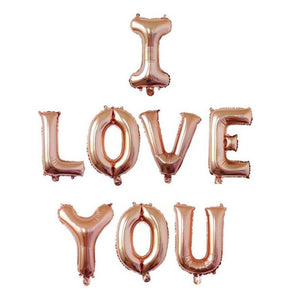 40cm Rose Gold 'I LOVE YOU' Foil Balloon Banner - Online Party Supplies