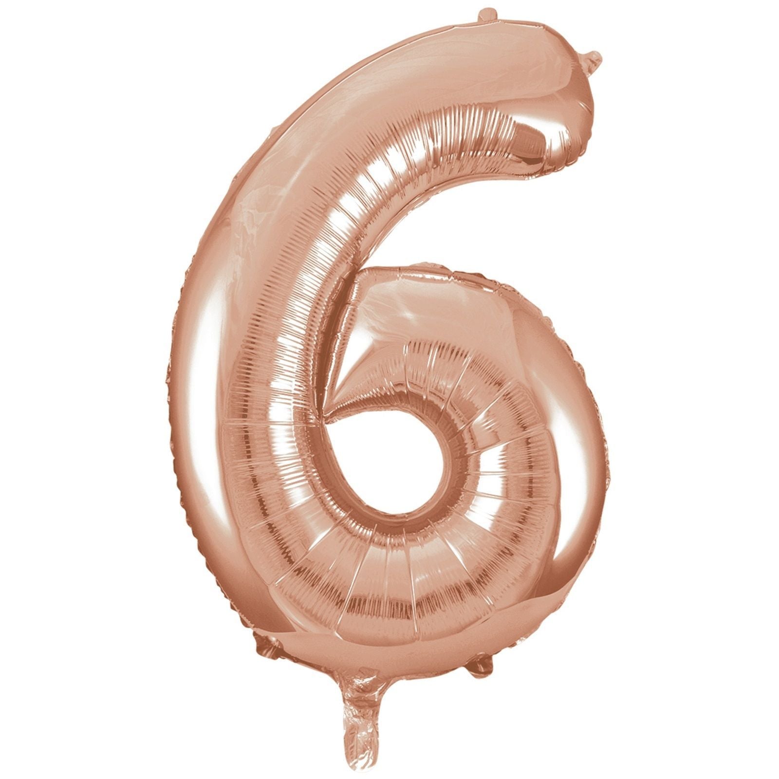 40cm Rose Gold Number Air-Filled Foil Balloon - Number 6 - Online Party Supplies