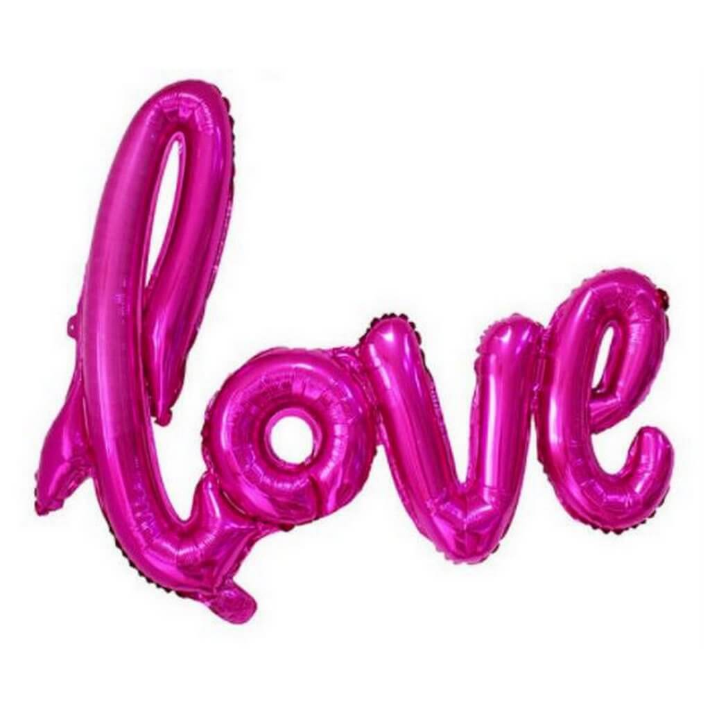 40 Inch hot pink Love Script Foil Balloon