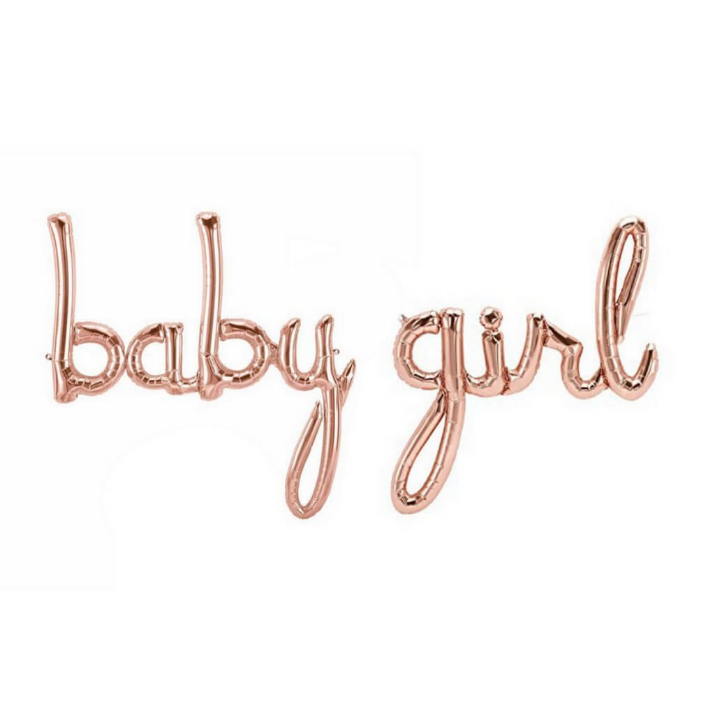 40" Rose Gold 'baby girl' Script Baby Shower Foil Balloon Banner