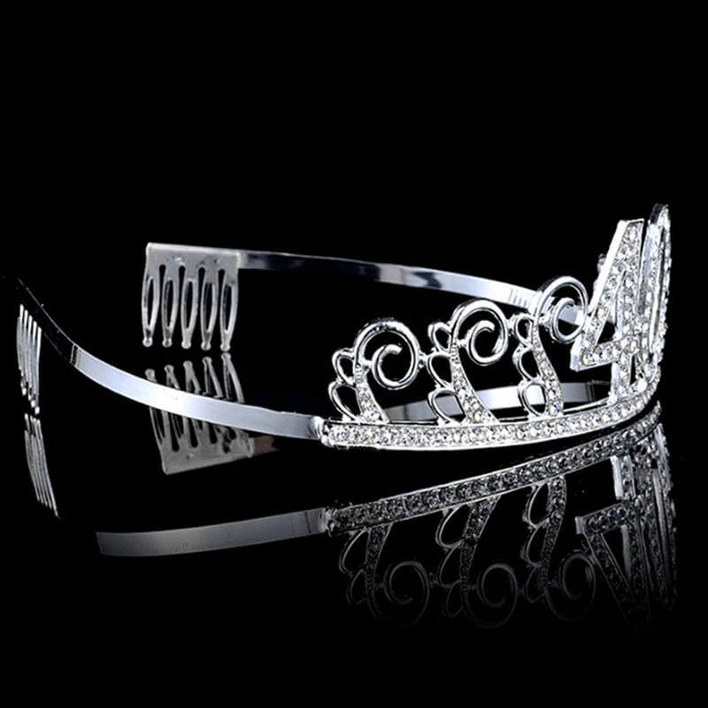 Premium Quality Silver Metal Rhinestone 40th Birthday Tiara - 40th Birthday Party Decorations