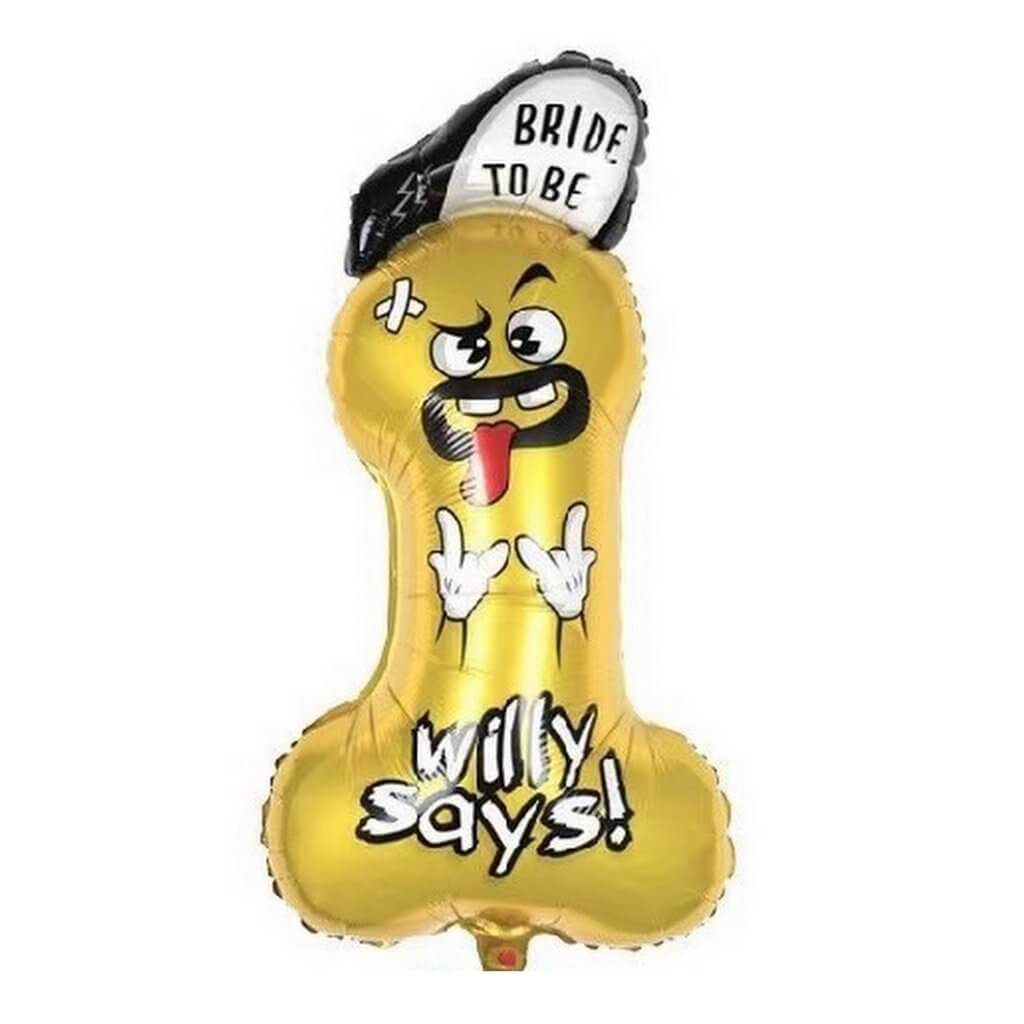 83cm Naughty Crumpy Face Yellow Penis Wearing Bride To Be Hat Foil Balloon