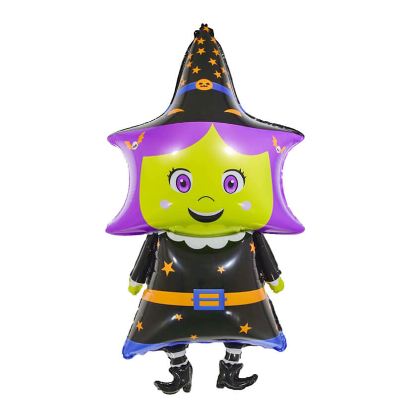 Halloween Standing Witch / Wizard Shaped Foil Balloon