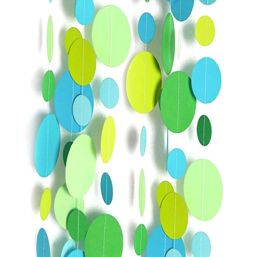 4m Blue Green Circle Polka Dot Paper Garland