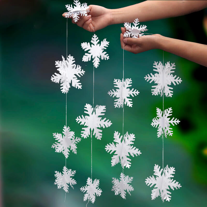 3m 3D White Christmas Snowflake Paper Garland