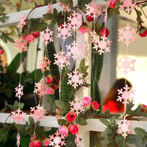 4m Matte Blush Pink Christmas Snowflakes Paper Garland
