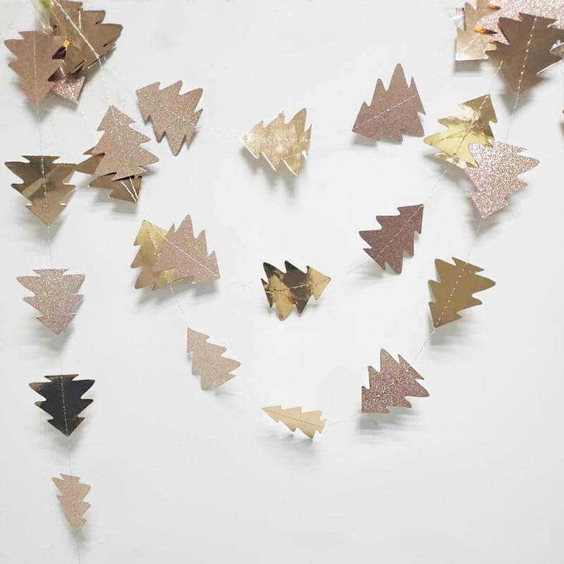 4m Champagne Gold Glitter Christmas Tree Paper Garland