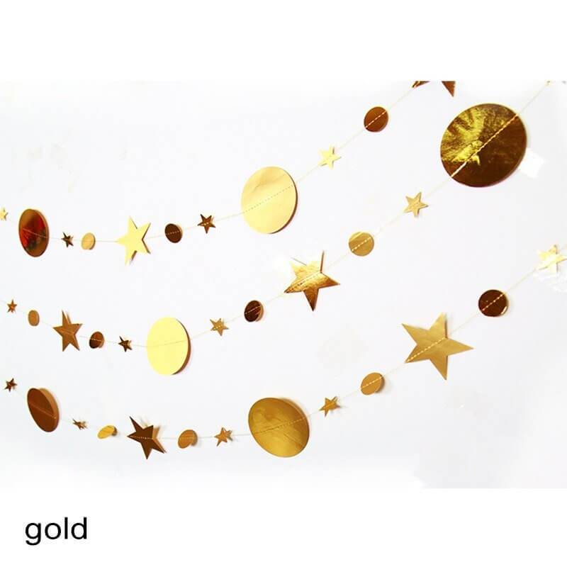 Online Party Supplies 4m Metallic Gold Circle Twinkle Twinkle Little Star Paper Garland